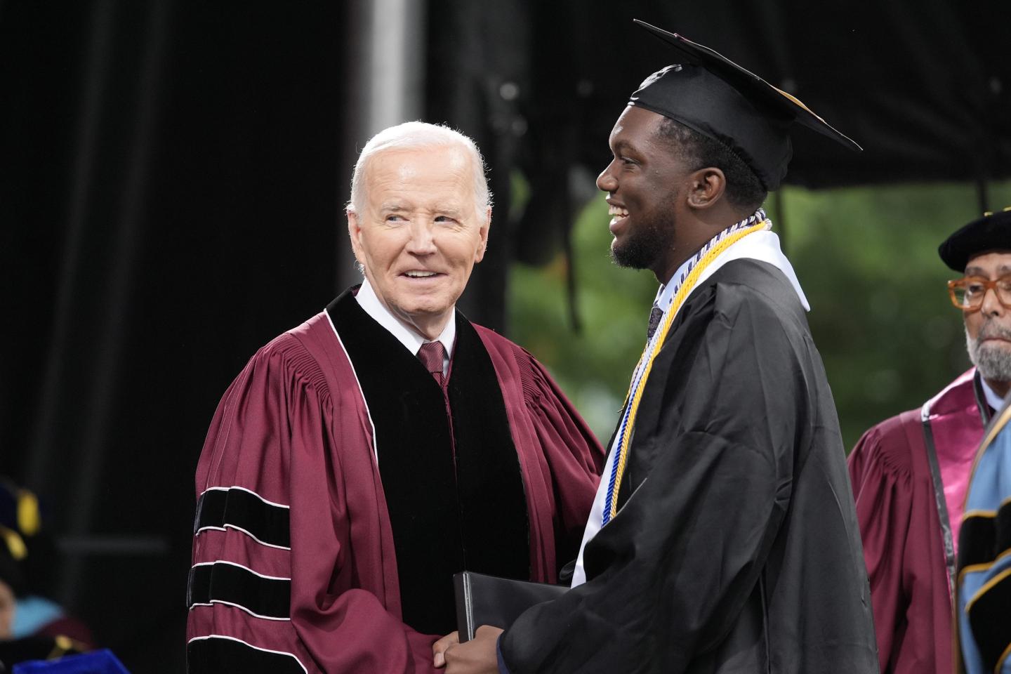 Joe Biden stands with Morehouse student