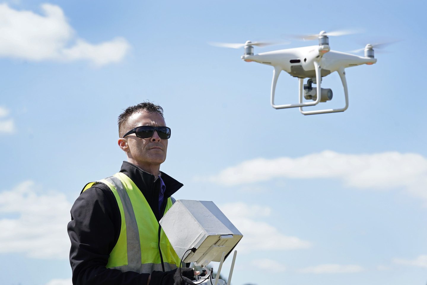 Michael Jones operates his drone, April 2, 2021, in Goldsboro, N.C.