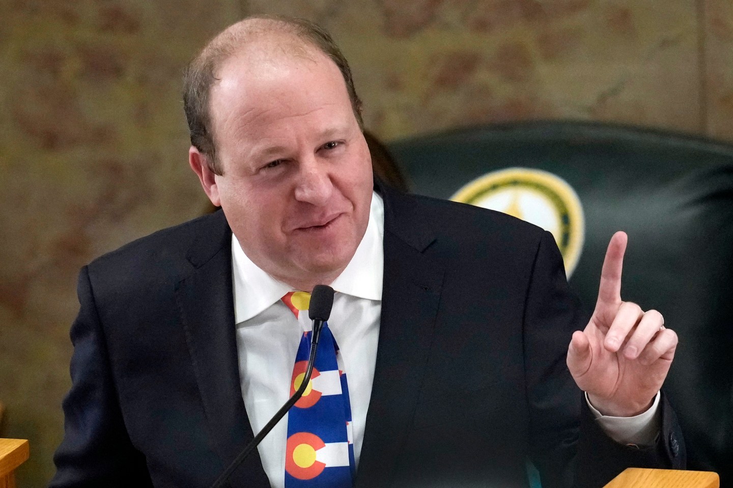 Colorado Gov. Jared Polis in the House of Representatives chamber in the State Capitol, on Jan. 17, 2023, in Denver.