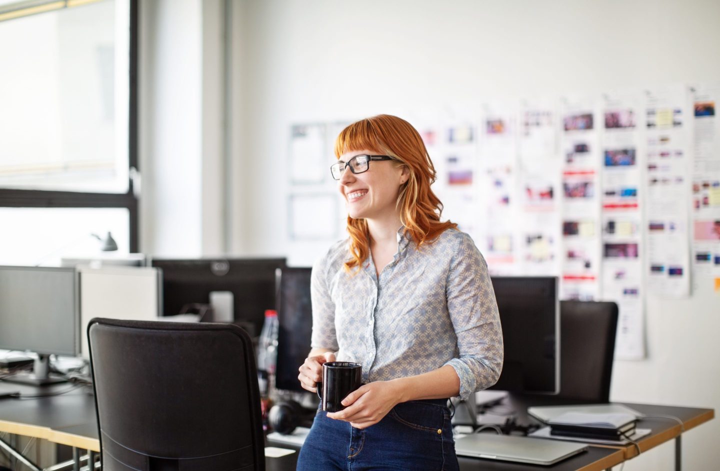 young businesswoman having a coffee break