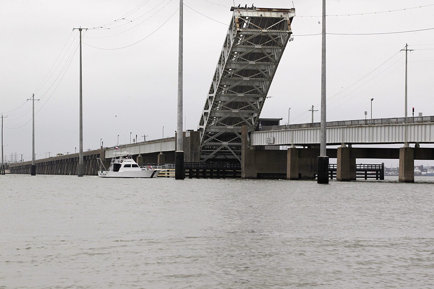 bridge on the Pelican Island Causeway which connects Galveston to Pelican Island