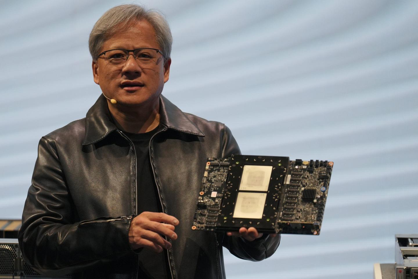 Jensen Huang holds superchip