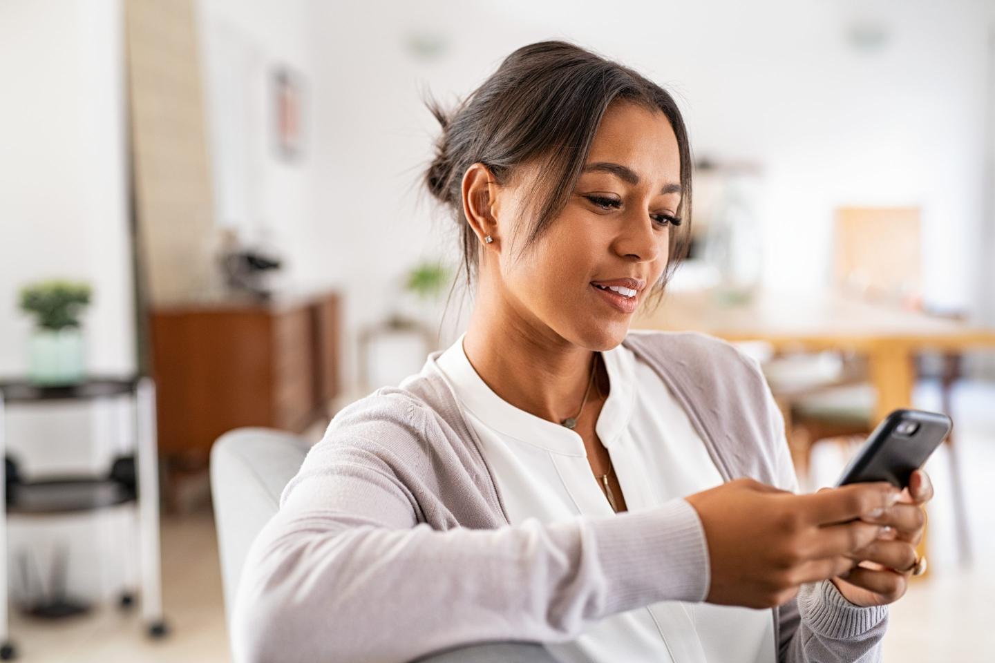 Woman shopping on phone