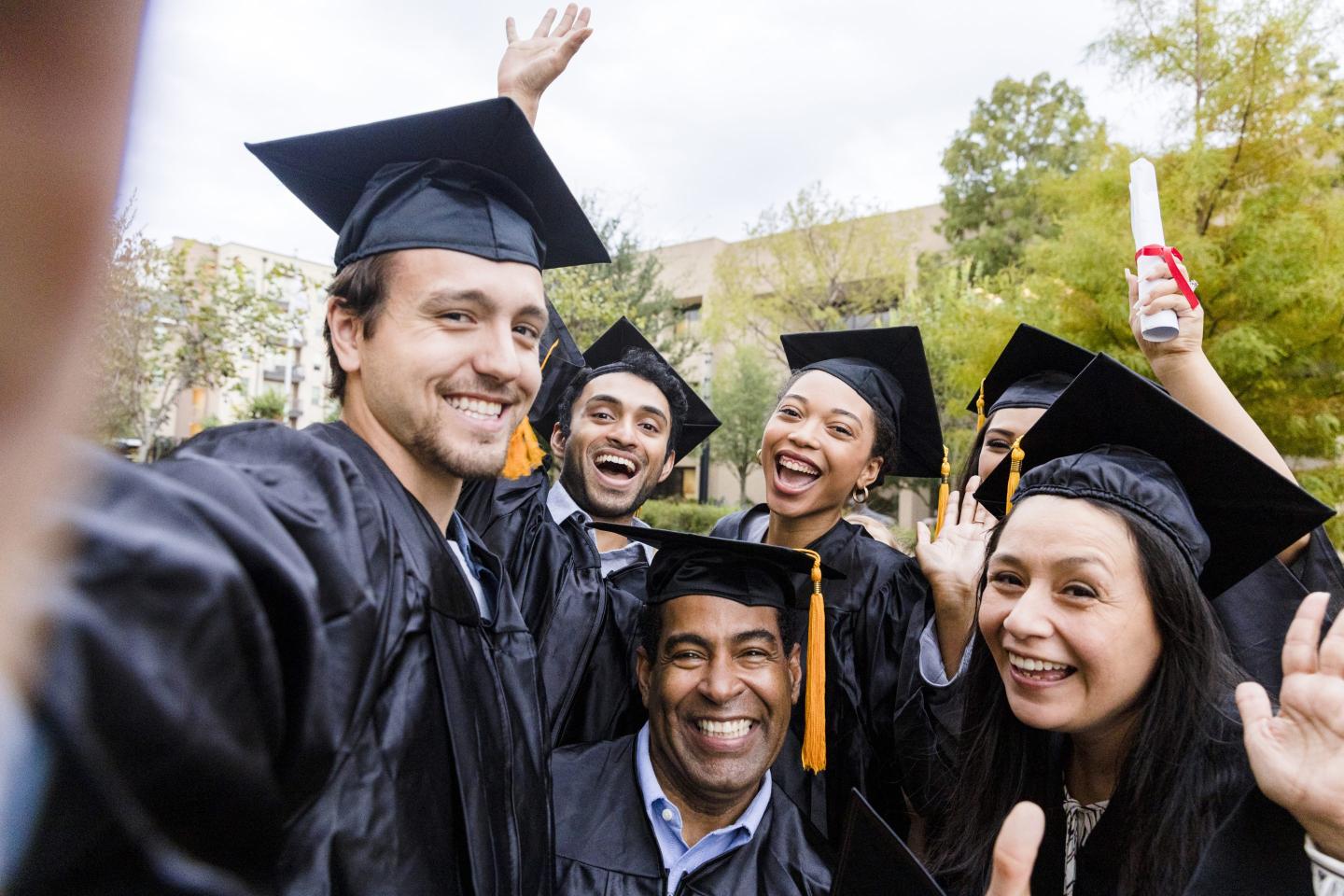 Photo of a group of happy graduates
