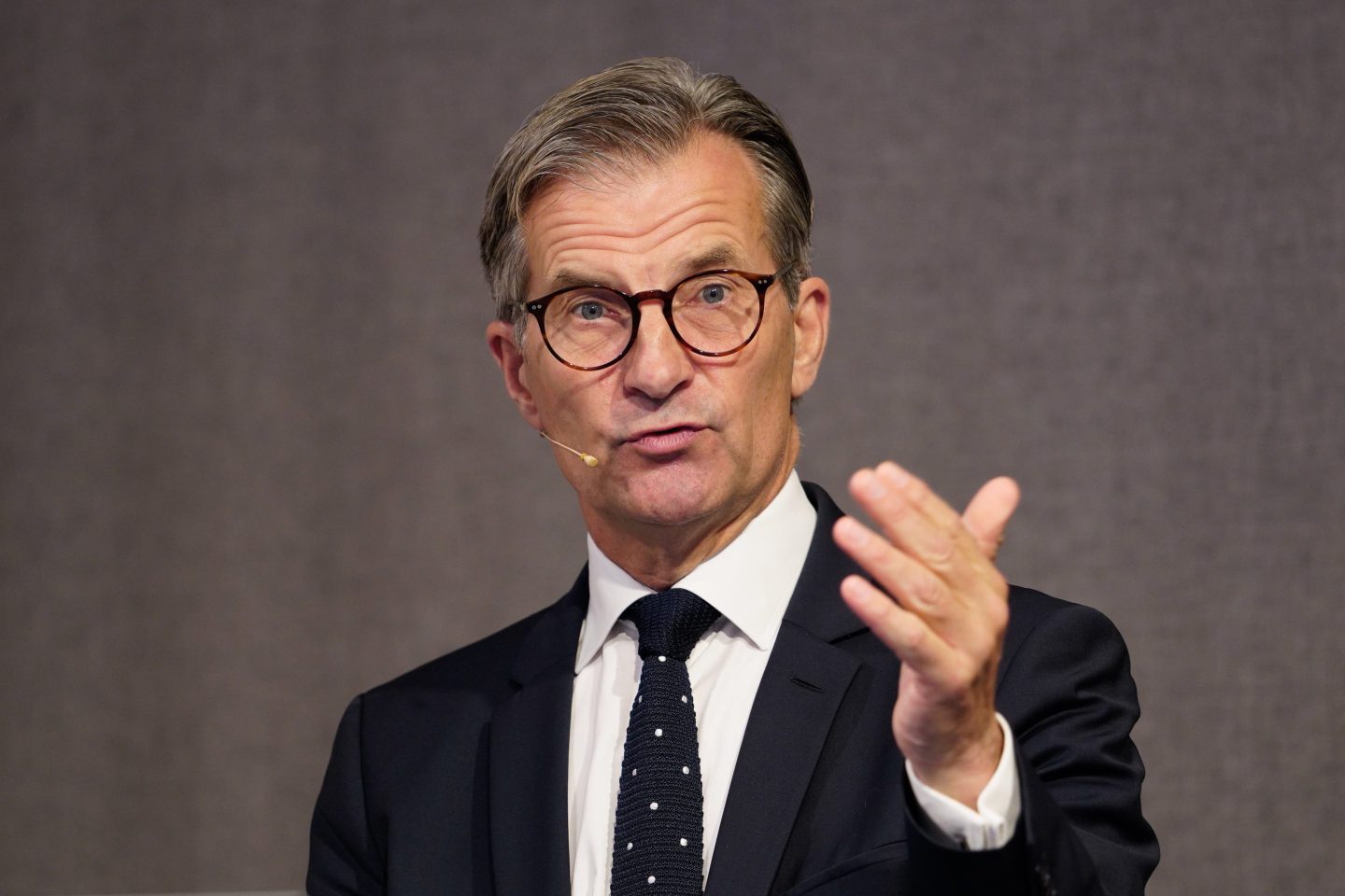 Erik Thedeen, governor of the Riksbank, at a policy rate news conference in Stockholm, Sweden.