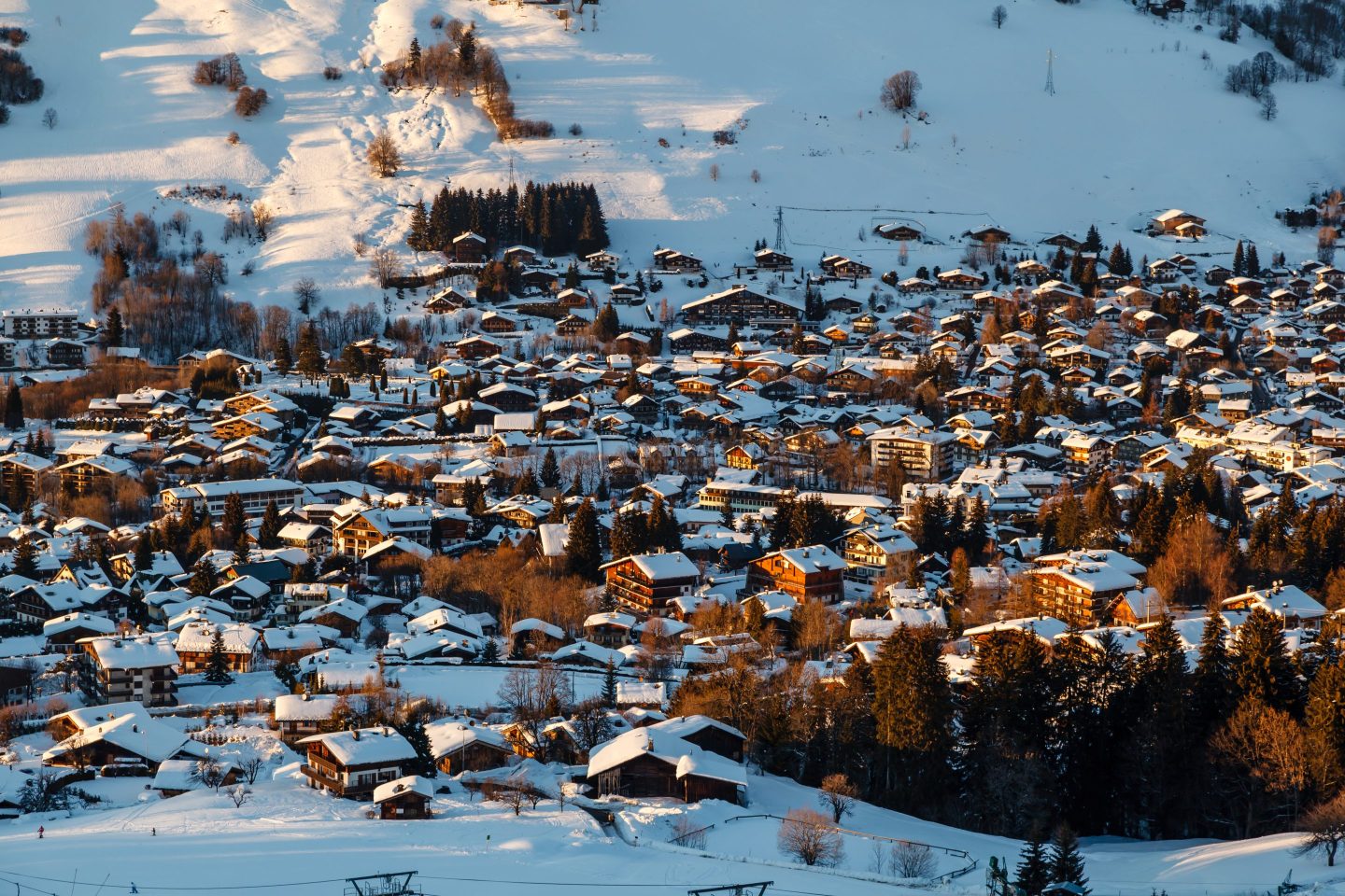 Aerial View on Ski Resort Megeve in French Alps, France
