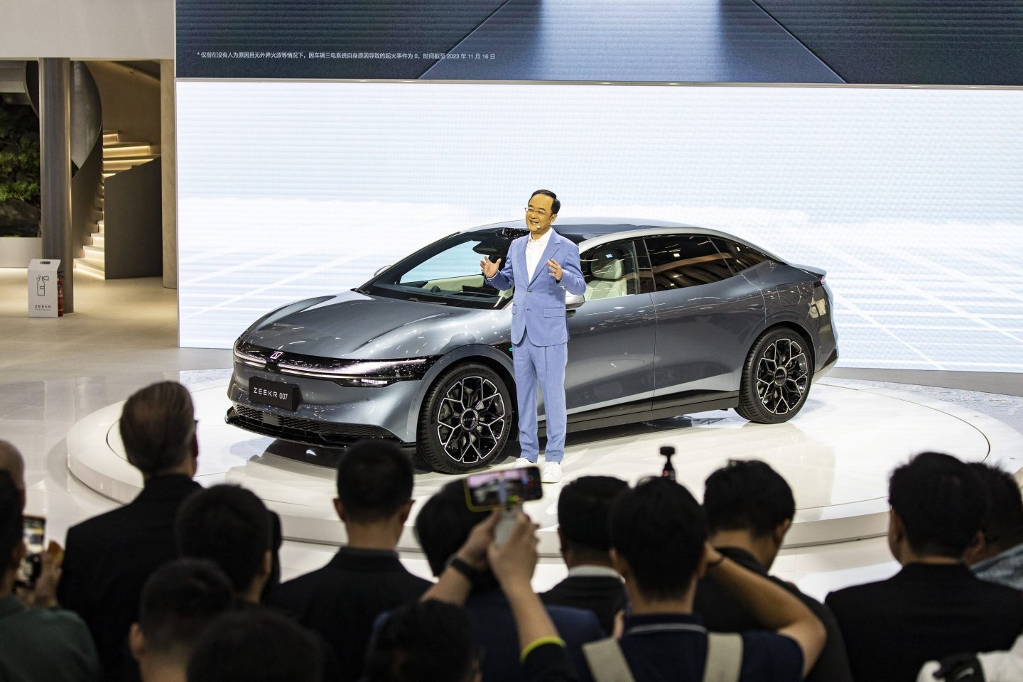 A Zeekr 007 EV on display at the Guangzhou Auto Show last November.