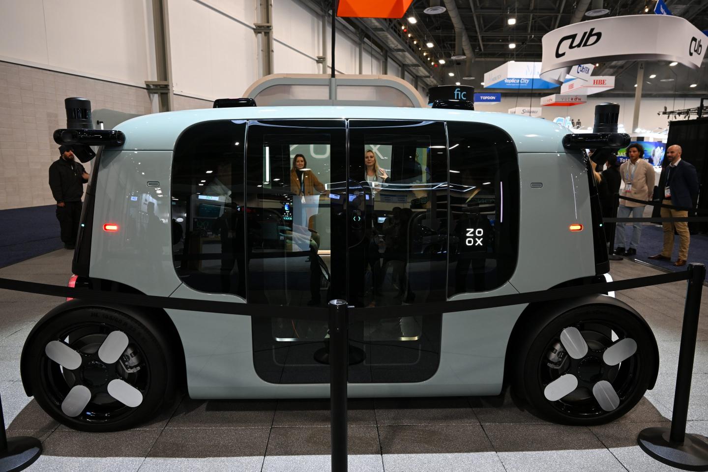 A ZOOX autonomous vehicle at the CES 2024 at the Las Vegas Convention Center in Las Vegas on Jan. 9, 2024.