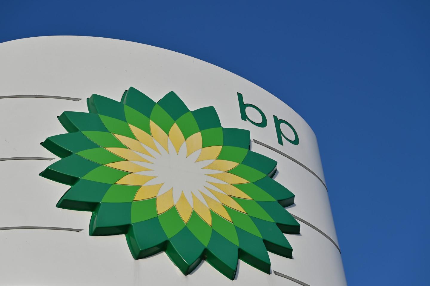 A logo of BP
