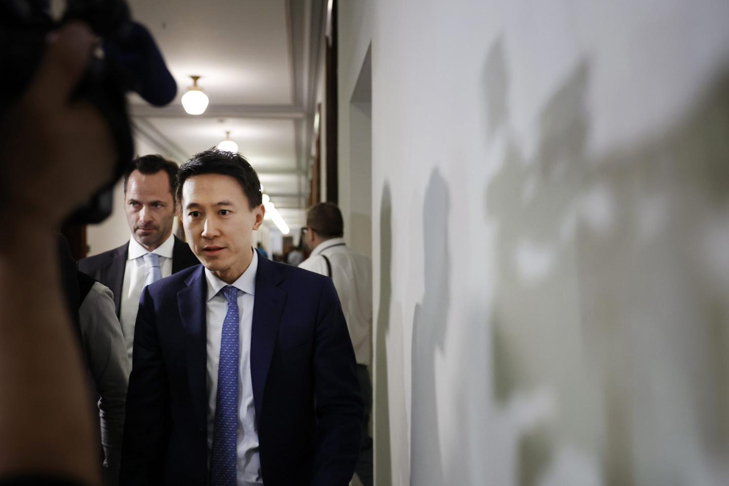 TikTok CEO Shou Zi Chew departs from the office of Sen. John Fetterman (D–Pa.) on March 14, 2024 in Washington, D.C. 