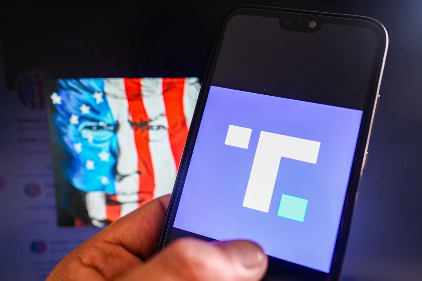 Truth Social Donald Trump Account in the background