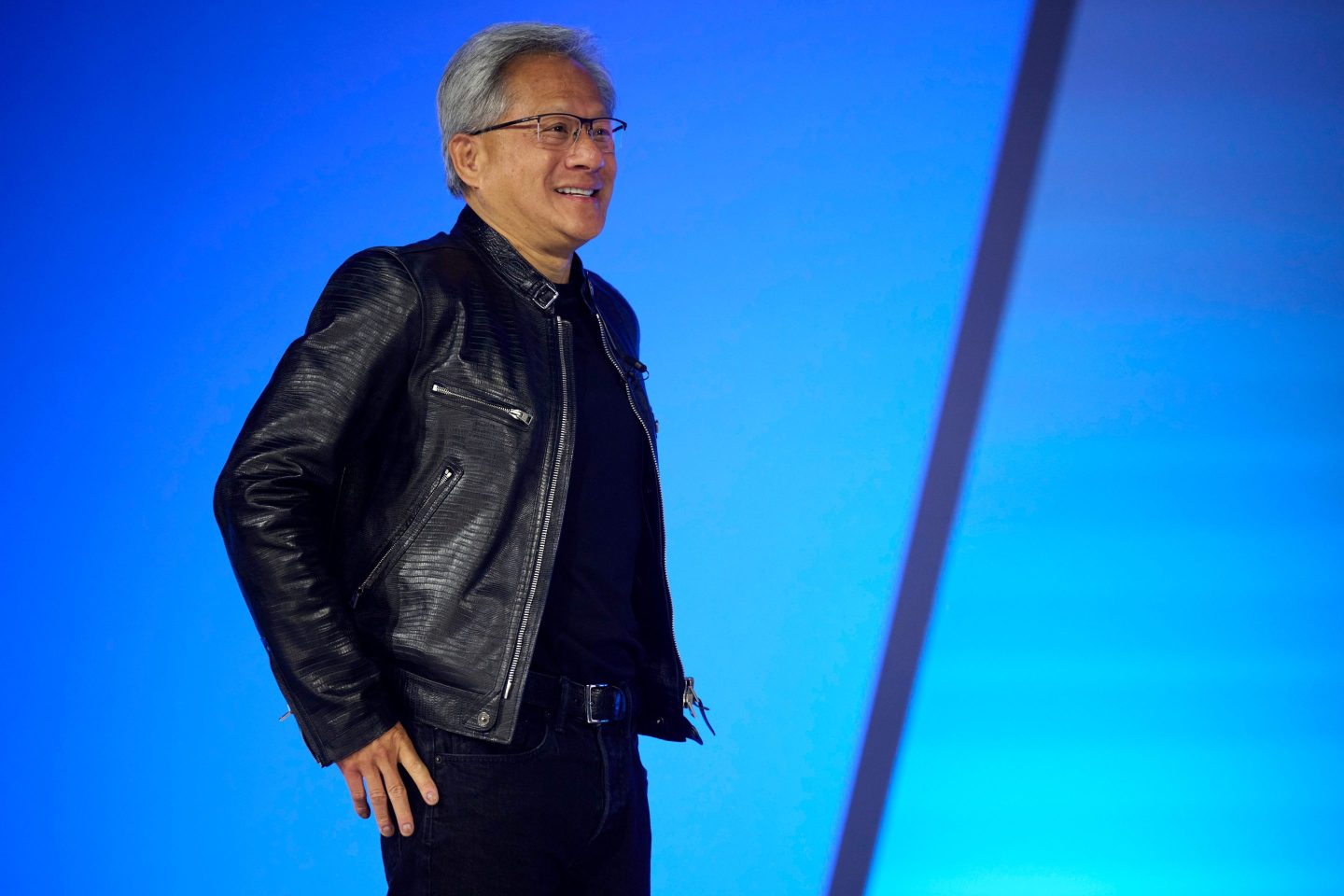 Jensen Huang, cofounder and CEO of Nvidia, at the Dell Technologies World conference in Las Vegas, May 20, 2024.