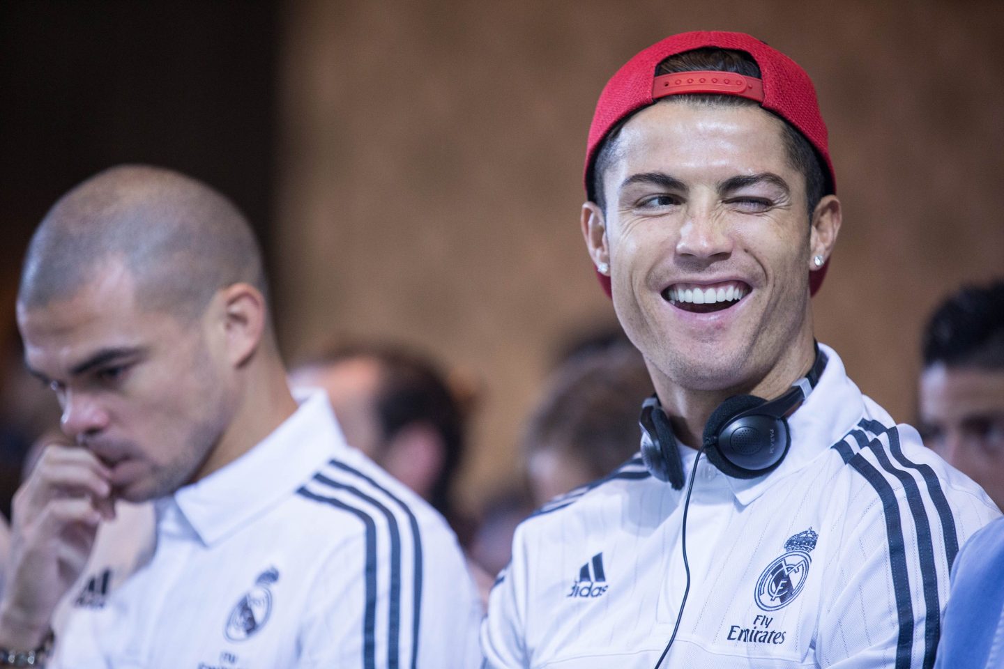 Real Madrid CF's Cristiano Ronaldo attends a ceremony signing signing a partnership agreement with Tmall, a subsidiary of Alibaba group