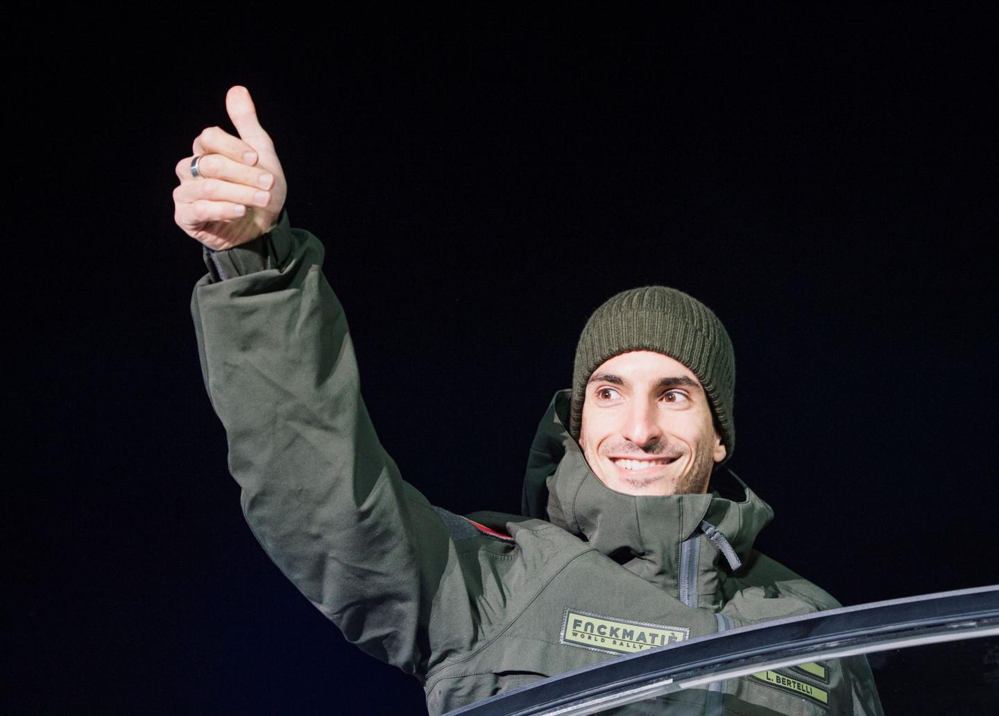 Lorenzo Bertelli with his hand showing a thumbs up in the air