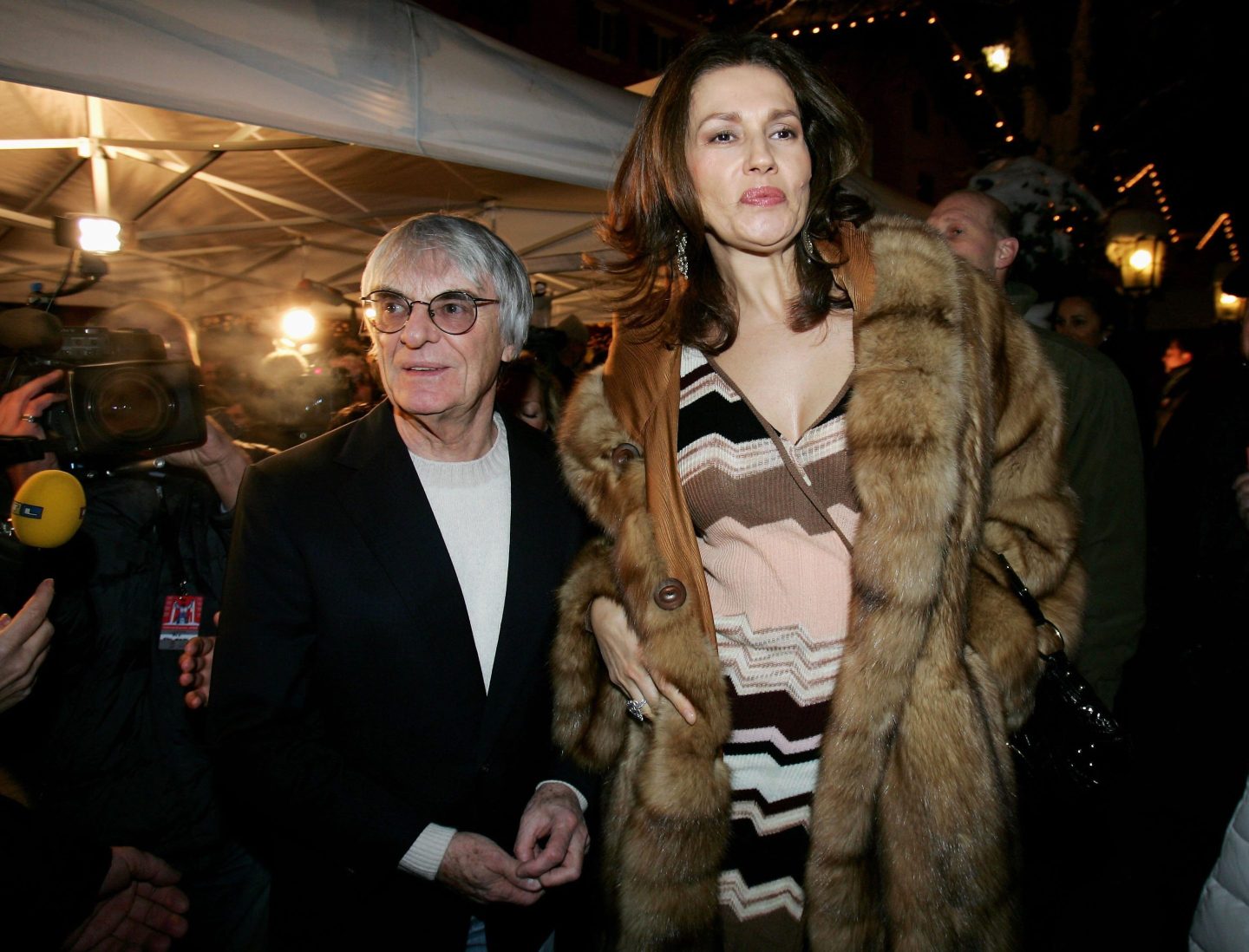 Bernie Ecclestone and his wife Slavica attend the Audi Night party at the Hotel Tenne on January 20, 2006.