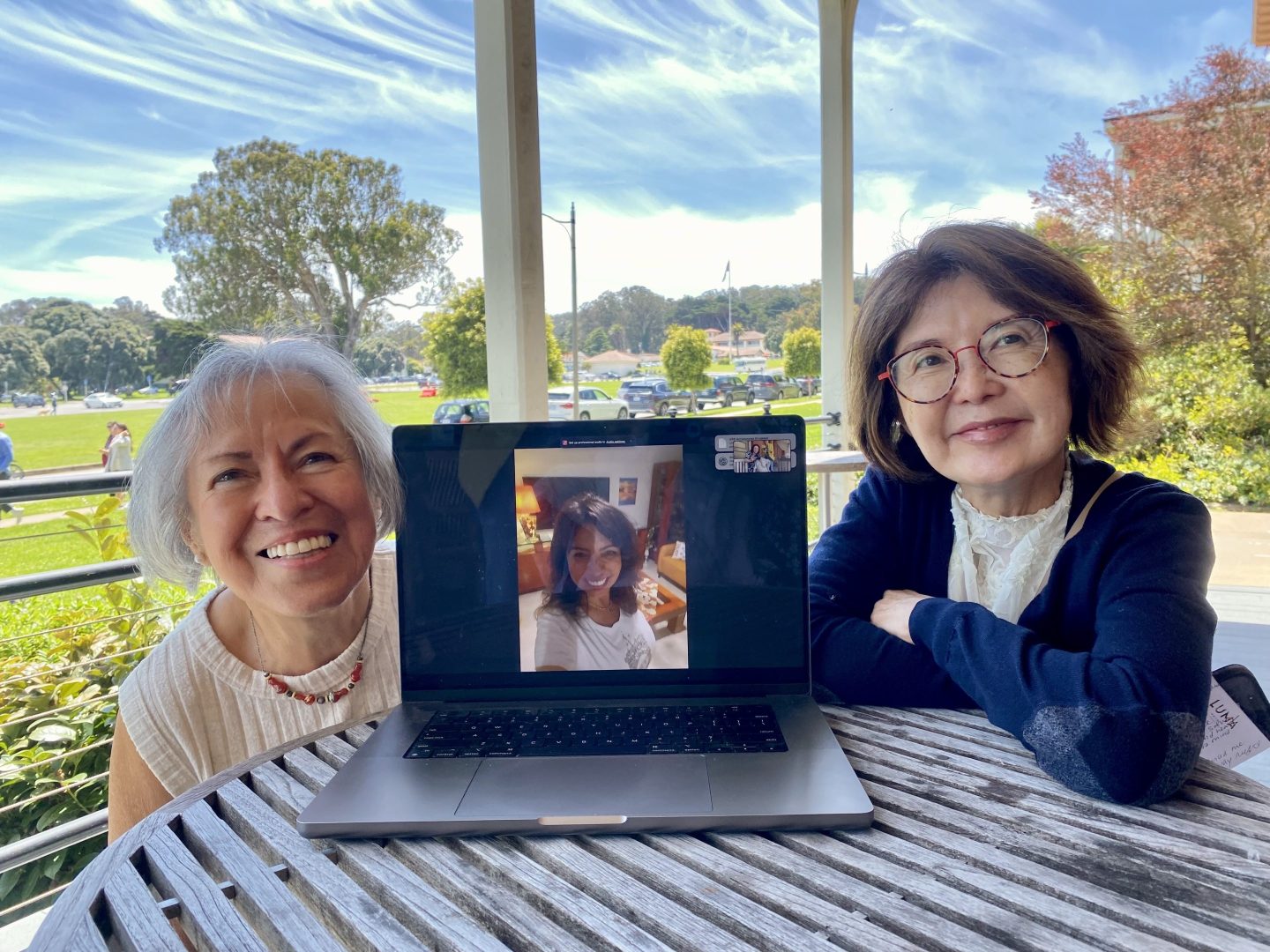 Left to right, Eliana Reeves, Irit London (on laptop) Sheena Kim.