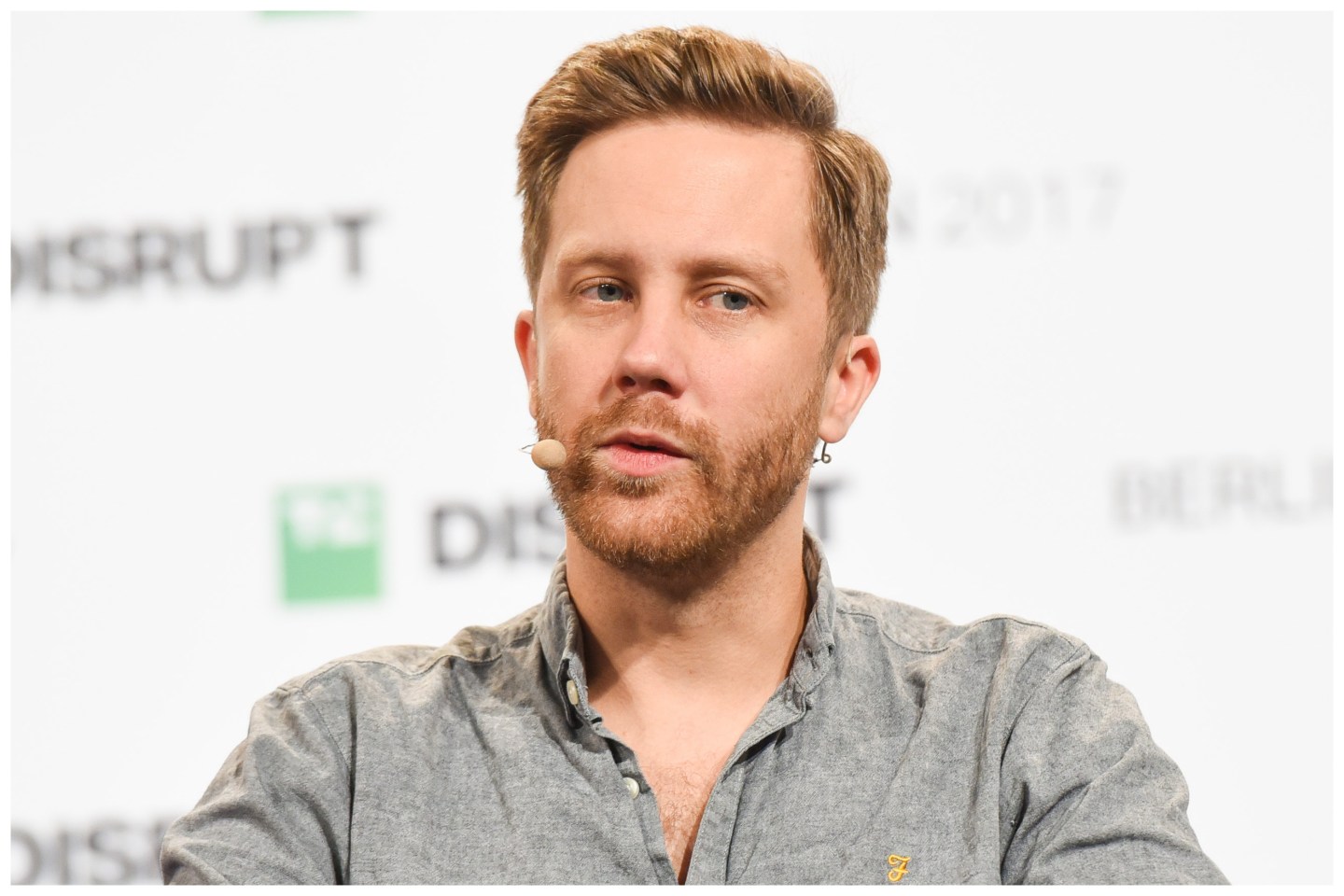 Ex-Monzo CEO Tom Blomfield talks at TechCrunch Disrupt Berlin 2017 at Arena Berlin on December 4, 2017