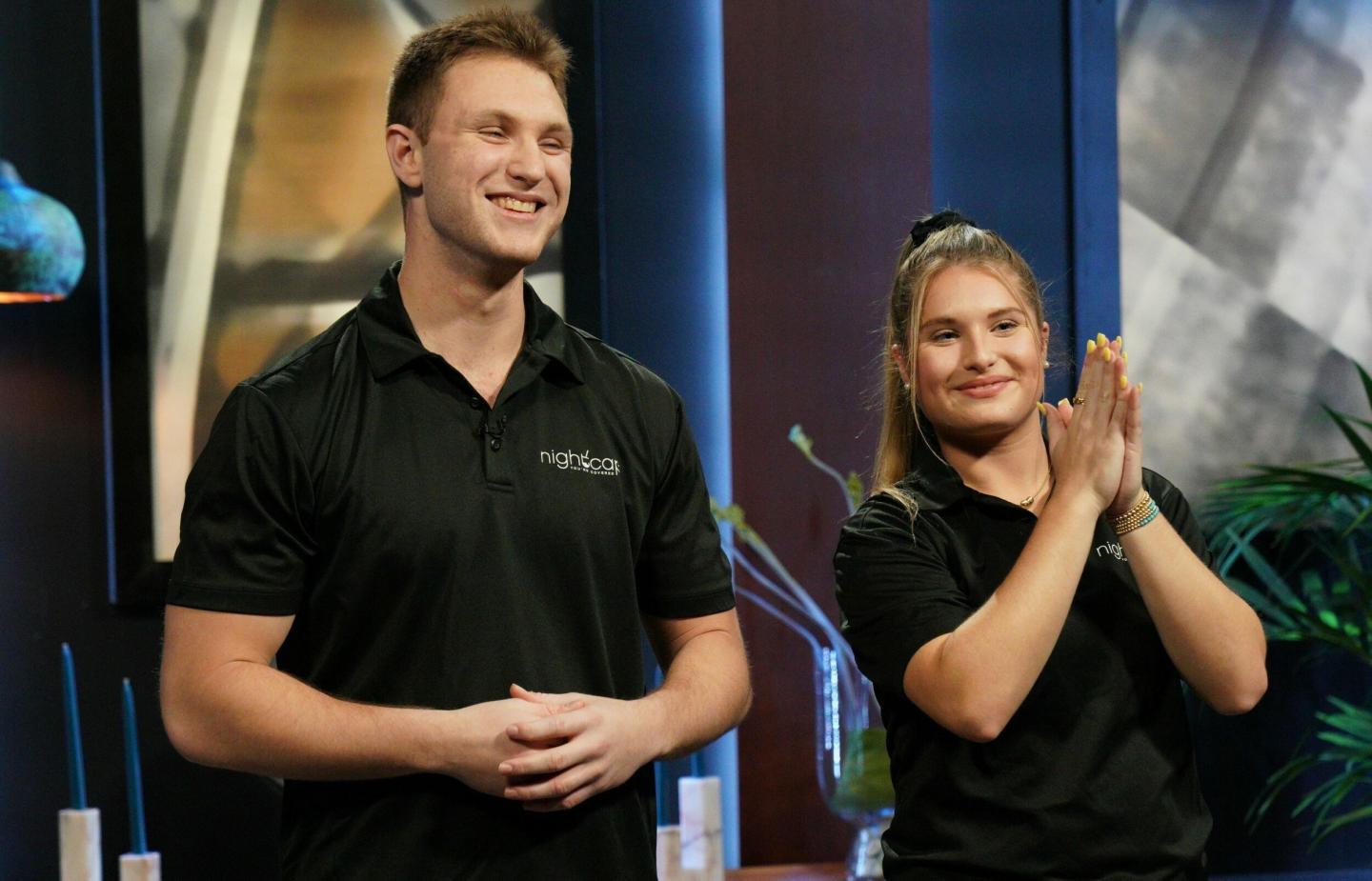 Shirah and Michael present NightCap to the Sharks.