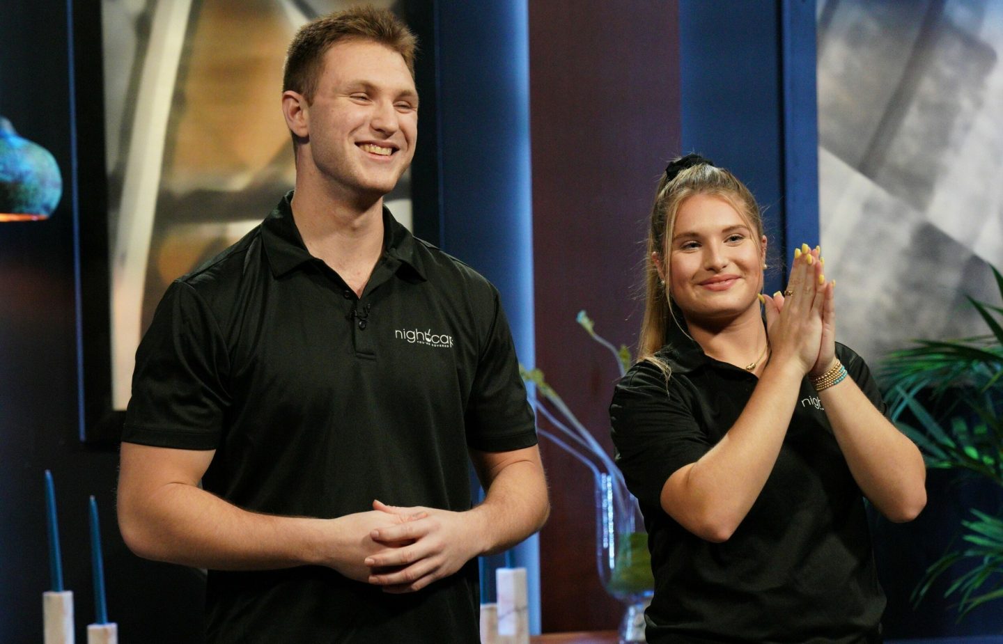 Shirah and Michael present NightCap to the Sharks.