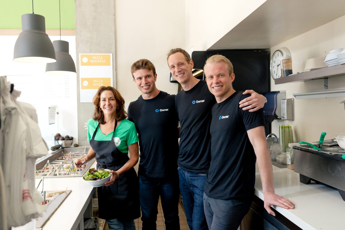 Left to right: The Toss owner and operator Tracy Everett; Owner cofounder and CEO Adam Guild; Owner COO Rob Lehman; and Owner CTO Dean Bloembergen.