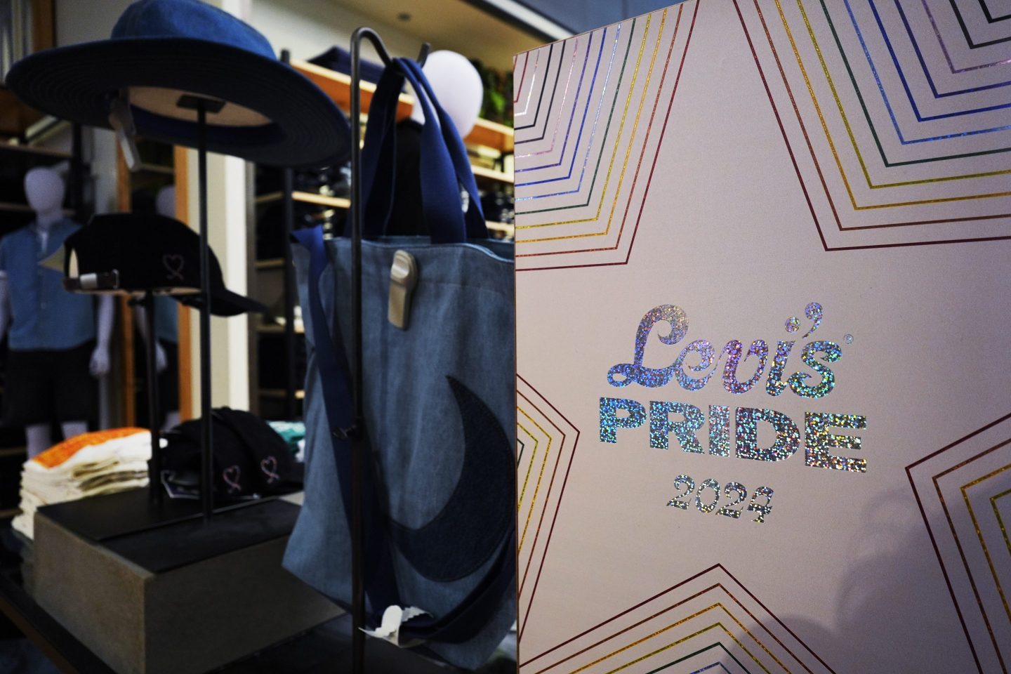 Levi's store display with Pride sign