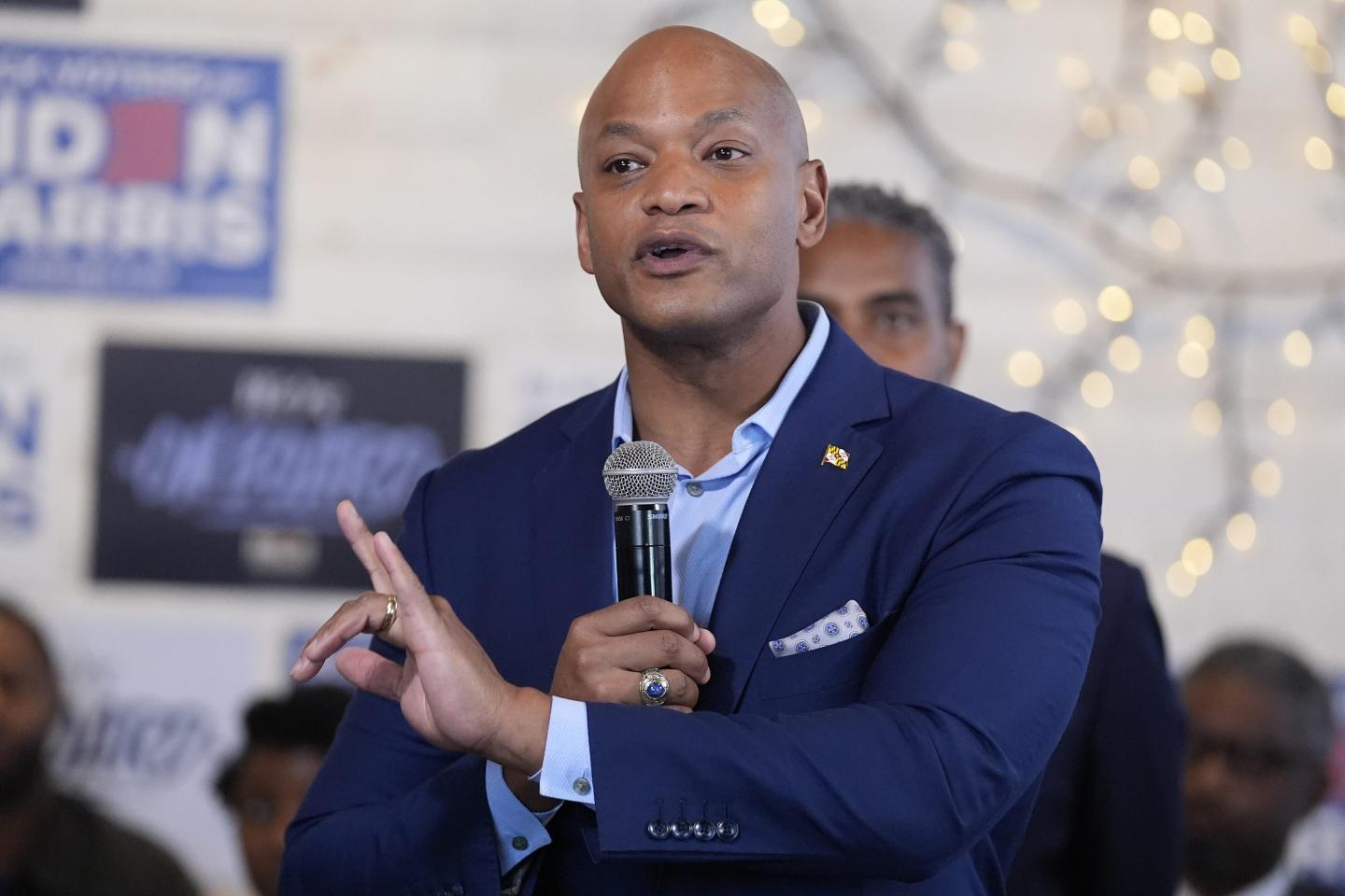 Maryland Gov. Wes Moore speaks during a visit to SOUTH Restaurant &amp; Jazz Club with President Joe Biden, on May 29, 2024, in Philadelphia. Maryland Gov. Wes Moore is scheduled to sign an executive order to issue 175,000 pardons for marijuana convictions at a news conference on Monday morning, June 17, 2024, a newspaper reported.