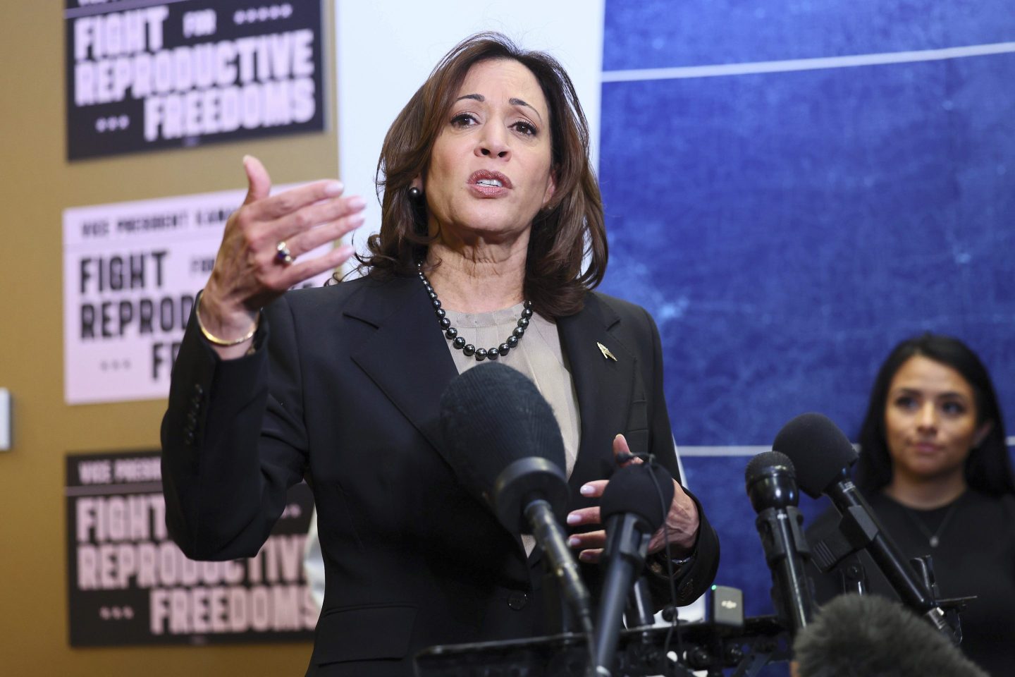 Vice President Kamala Harris speaks at Planned Parenthood, March. 14, 2024, in St. Paul, Minn.