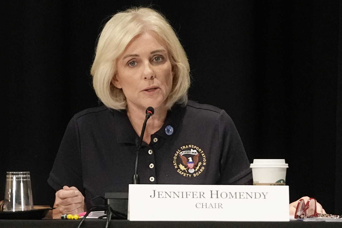 Jennifer Homendy, chair of the National Transportation Safety Board, speaks during a board meeting concerning the February 3, 2023, train derailment of a Norfolk Southern freight train carrying hazardous materials on June 25, 2024, in East Palestine, Ohio.