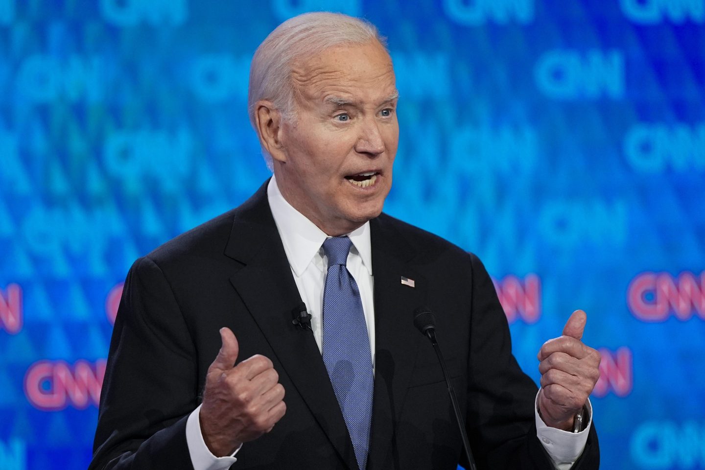 President Joe Biden speaks during a presidential debate with Republican presidential candidate former President Donald Trump, on June 27, 2024, in Atlanta.