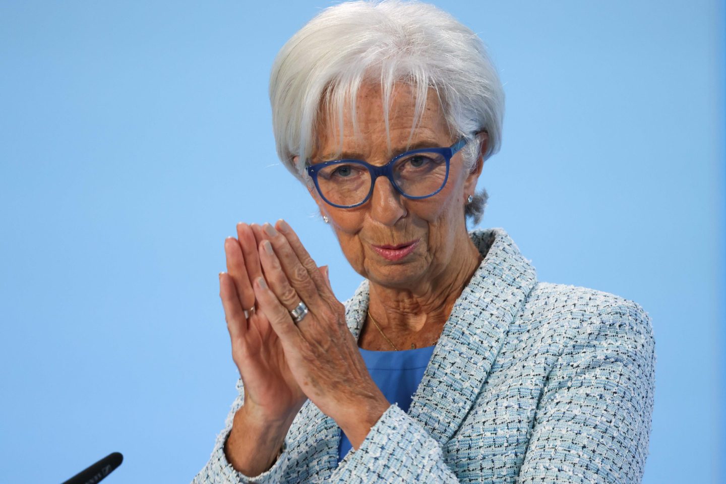 Christine Lagarde gives a speech