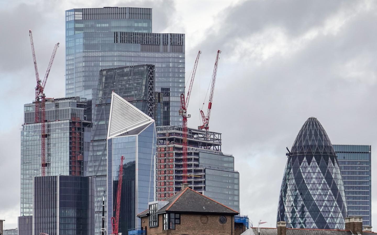 Skyscrapers stand in the center of London.