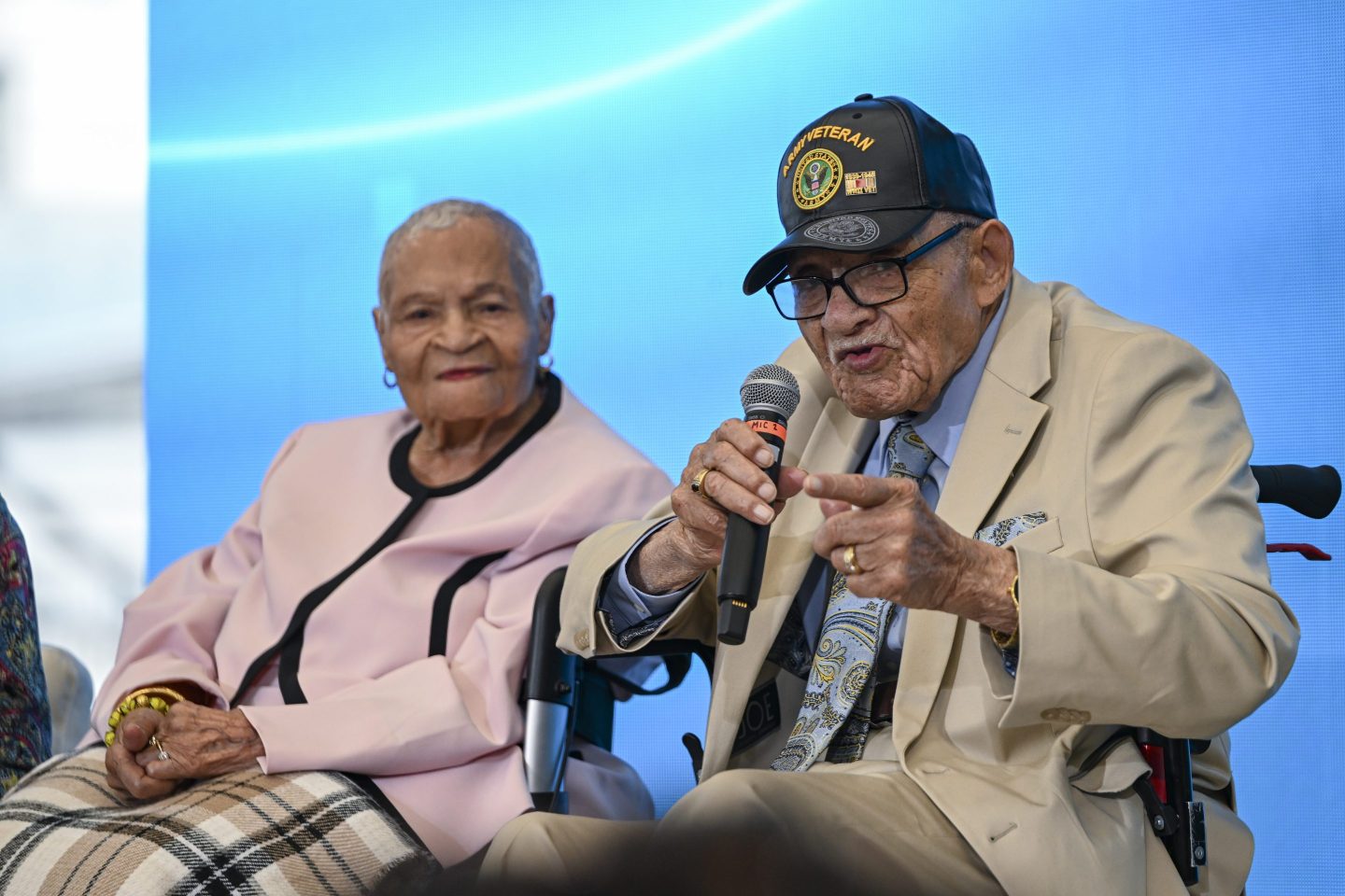 Survivors of the Tulsa Race massacre Viola Fletcher (L) and Hughes Van Ellis (R) speak in Washington D.C. in June 2023. In May 2024, the Oklahoma Supreme Court dismissed the case brought about by the survivors of the 1921 massacre.