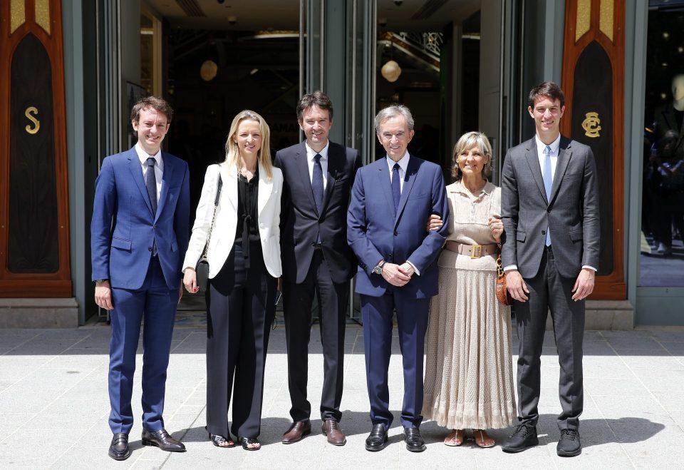 Bernard Arnault and his family standing outside