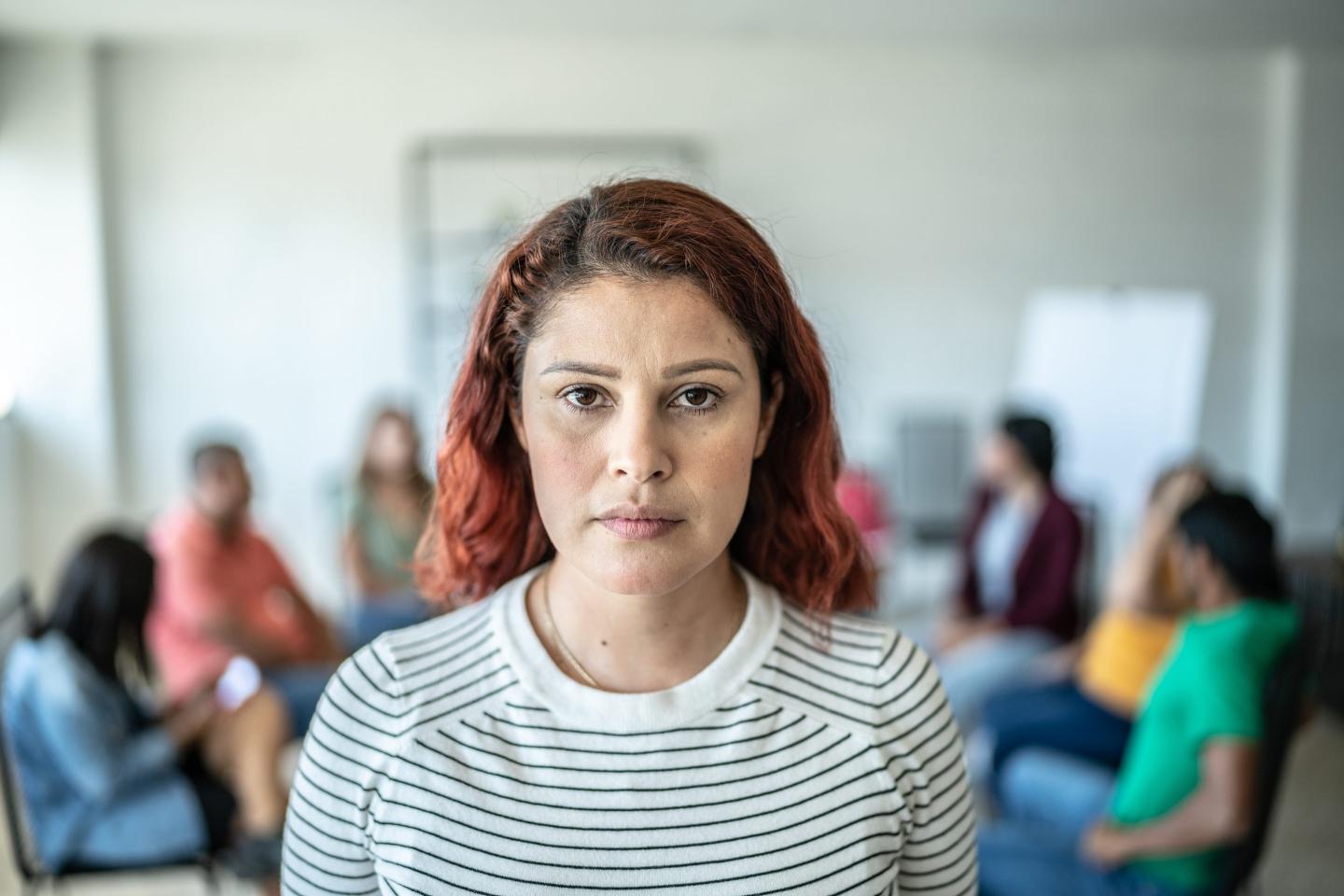 Latina worker frustrated.
