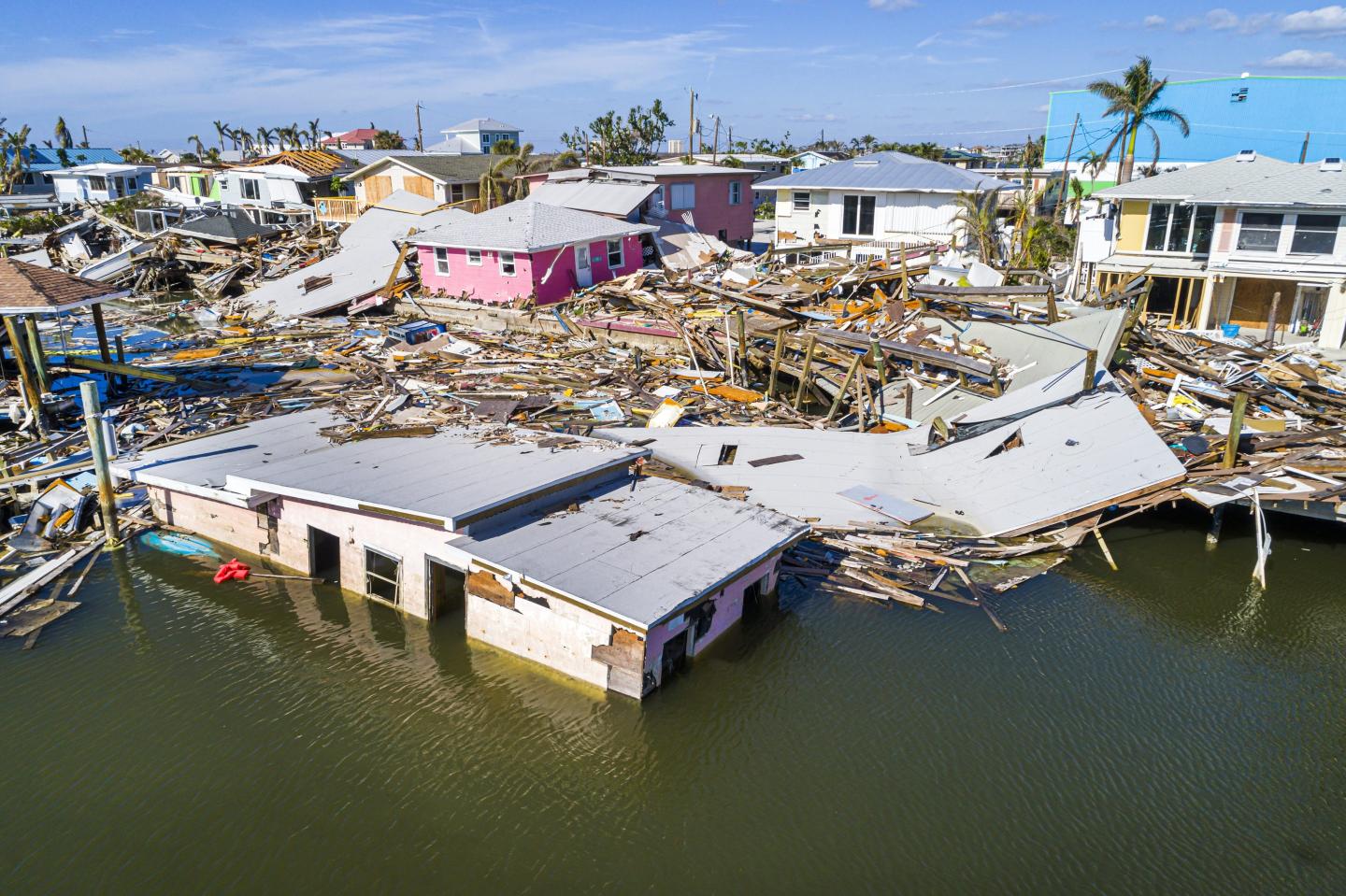 Damaged property after hurricane