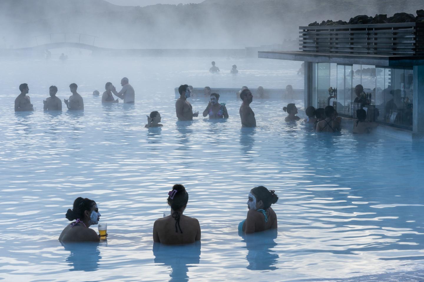 poeple seen soaking at Blue Lagoon, Iceland