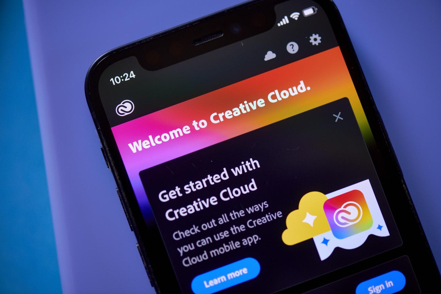 The Adobe Creative Cloud app on a smartphone arranged in the Brooklyn borough of New York, US, on Friday, July 28, 2023.