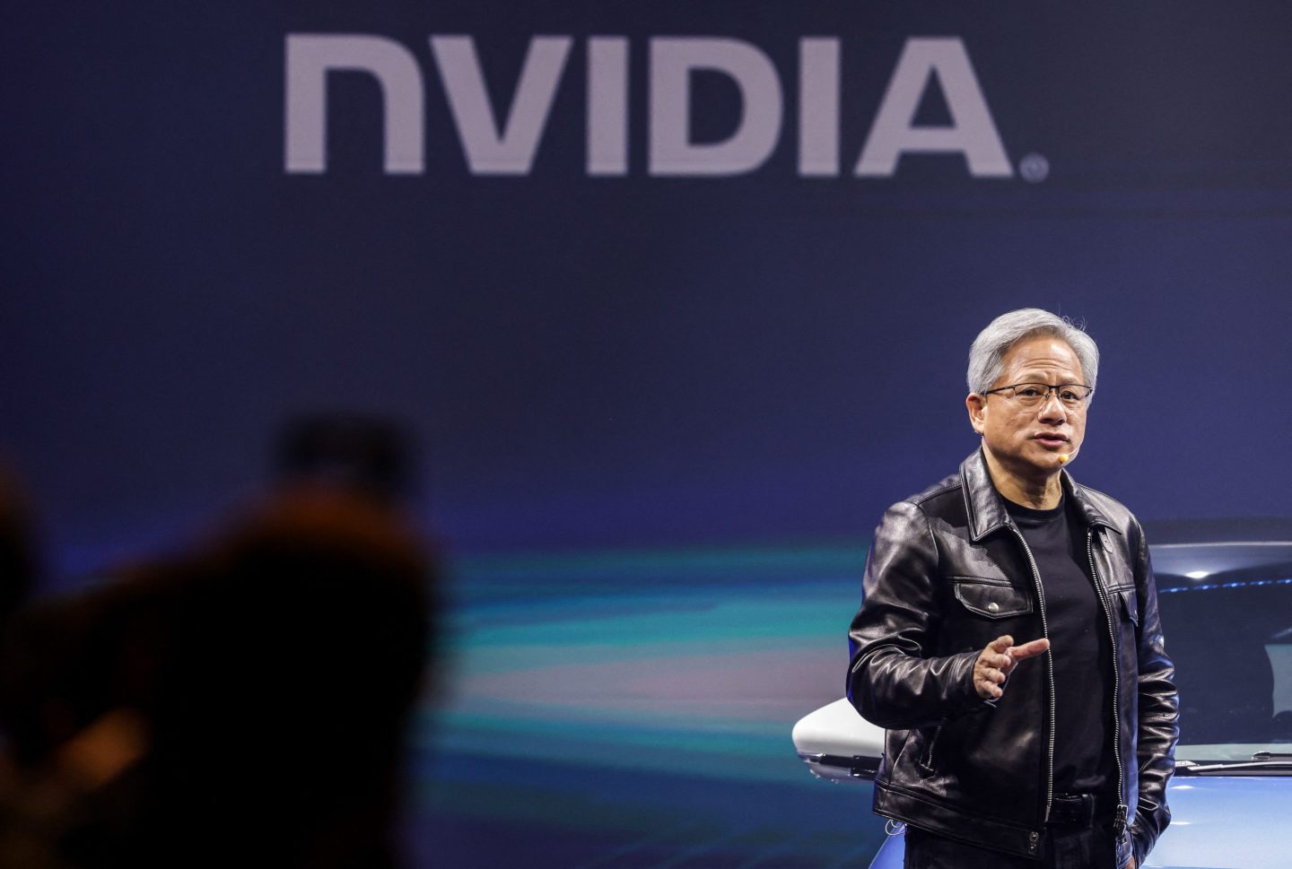 Nvidia CEO Jensen Huang on stage