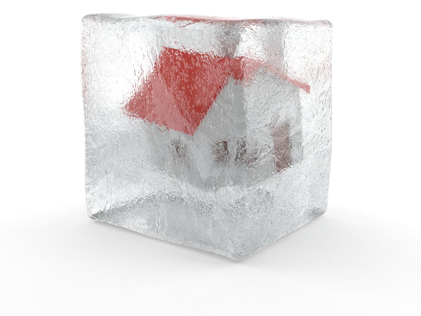 house frozen in ice cube
