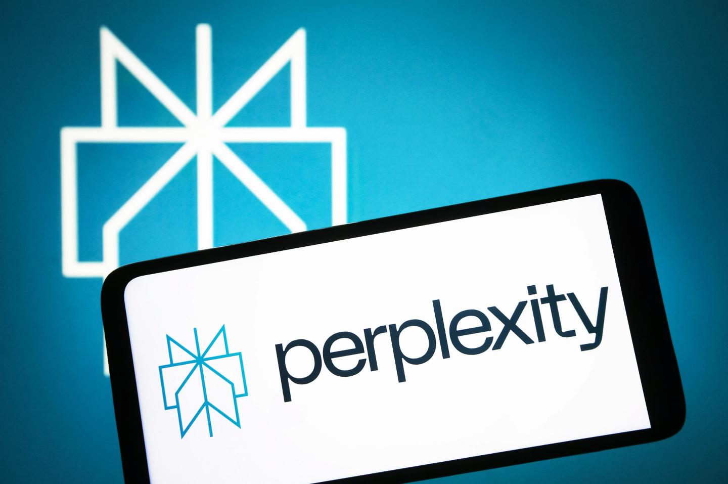 Perplexity AI logo is seen on a smartphone screen