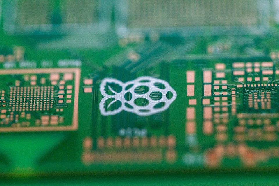 Raspberry Pi logo on a personal computer