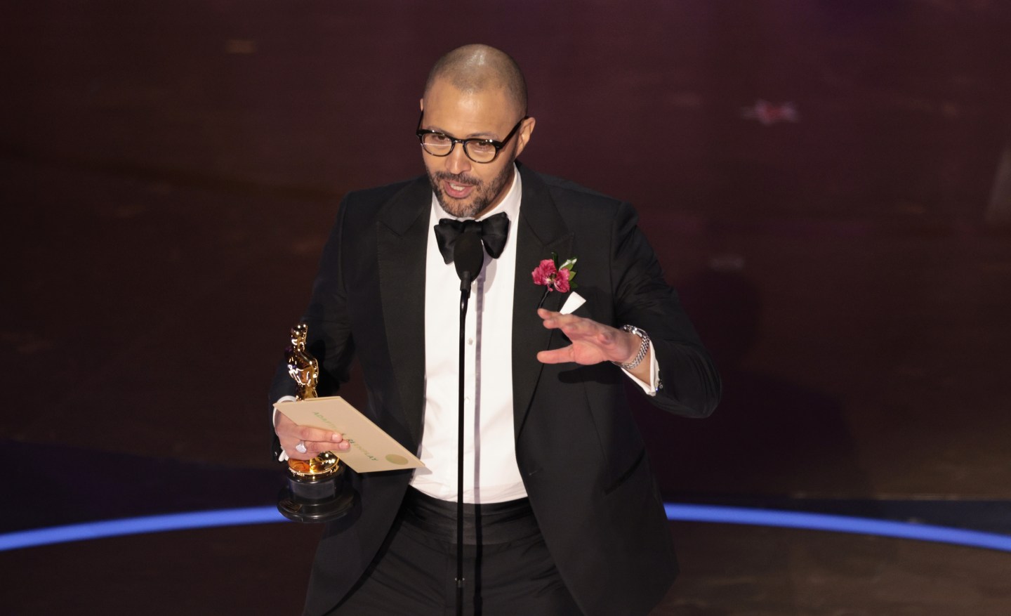 Cord Jefferson, winner of Best Adapted Screenplay award for 'American Fiction,' made an impassioned plea at the Oscars for studios to make more movies because there are too many great storytellers out there who can’t get their projects made.