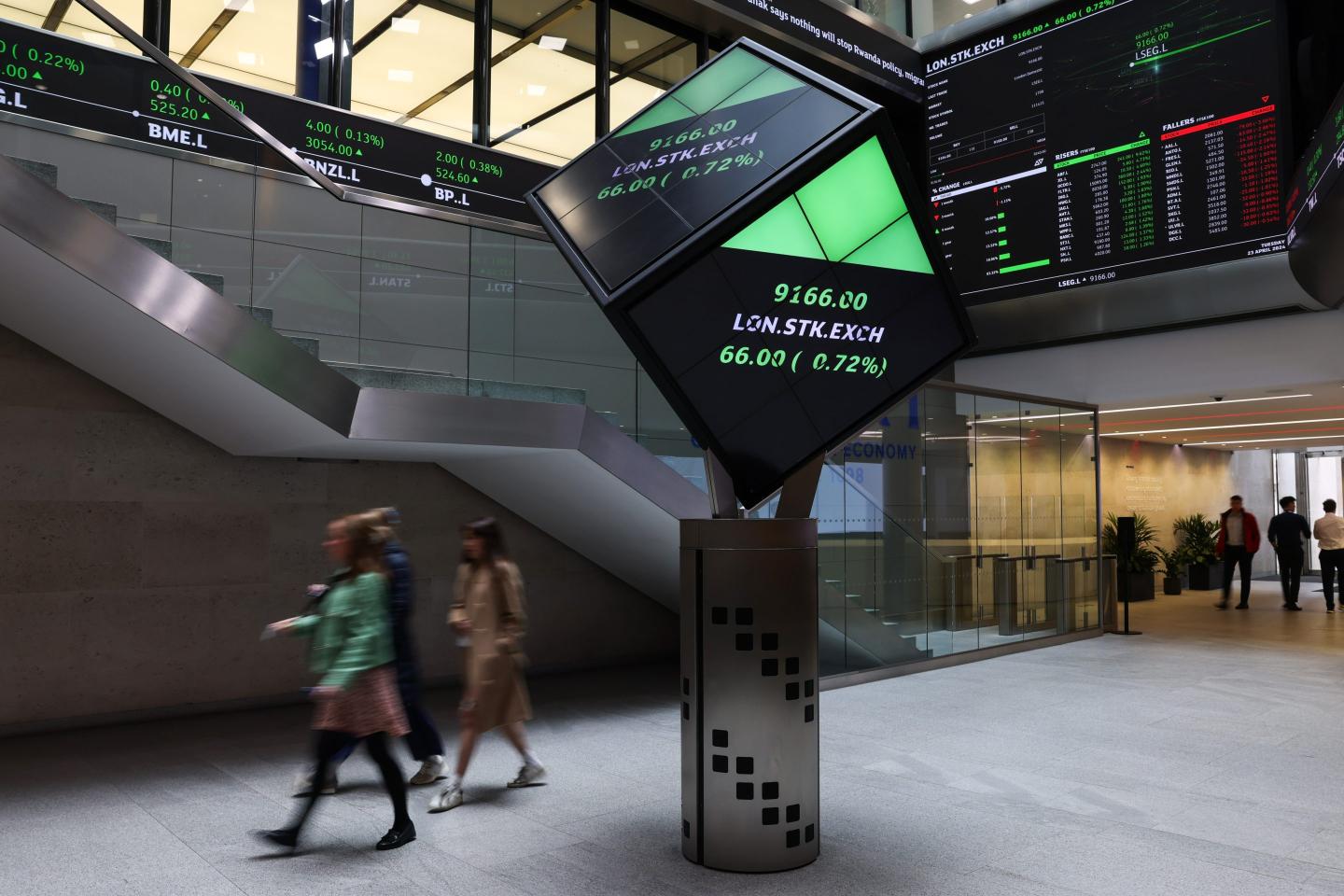 People walking in the London Stock Exchange