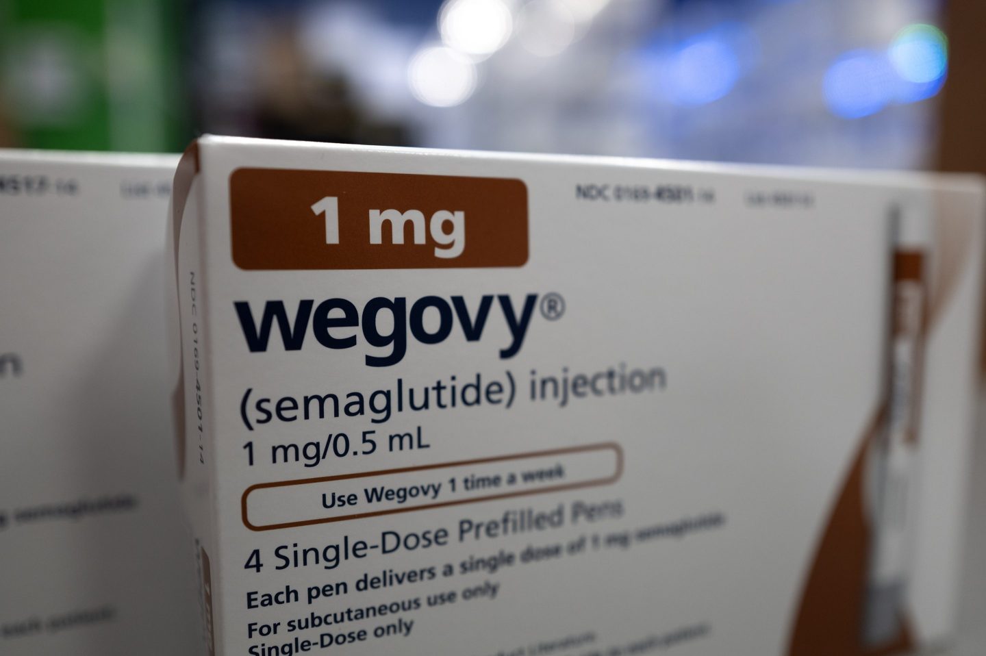 A photo of the packet for anti-obesity drug Wegovy.