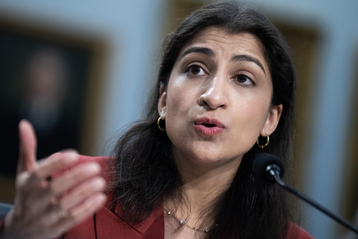FTC Chair Lina Khan testifies at a House Appropriations Subcommittee hearing in May 2024.