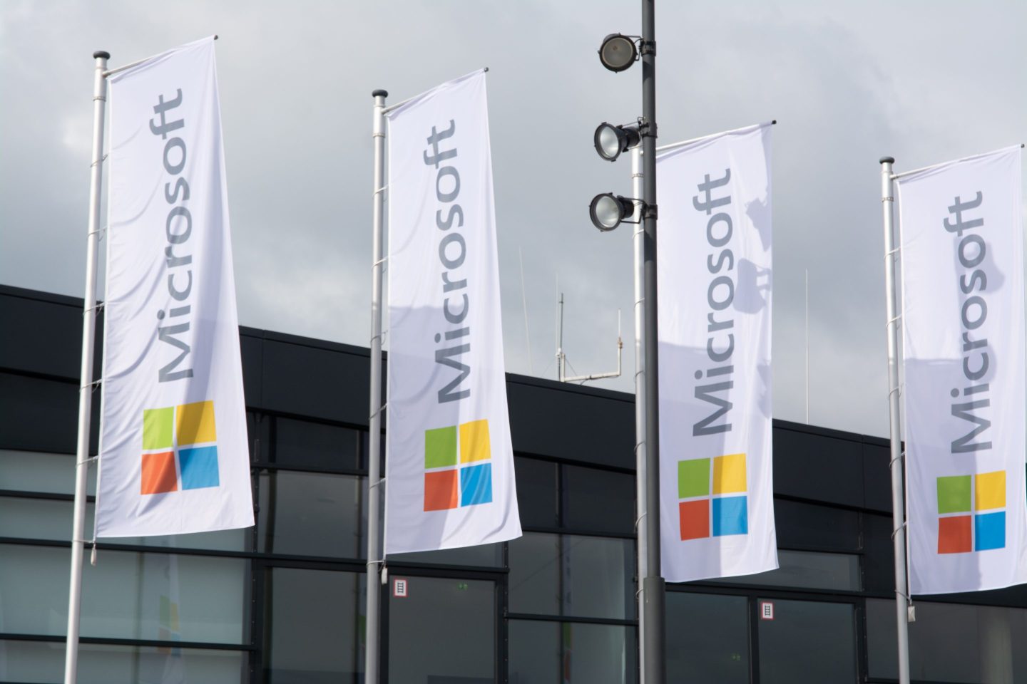 Outside the World Conference Center, in Bonn, Germany, during a Microsoft AI training road show, on May 22, 2024.
