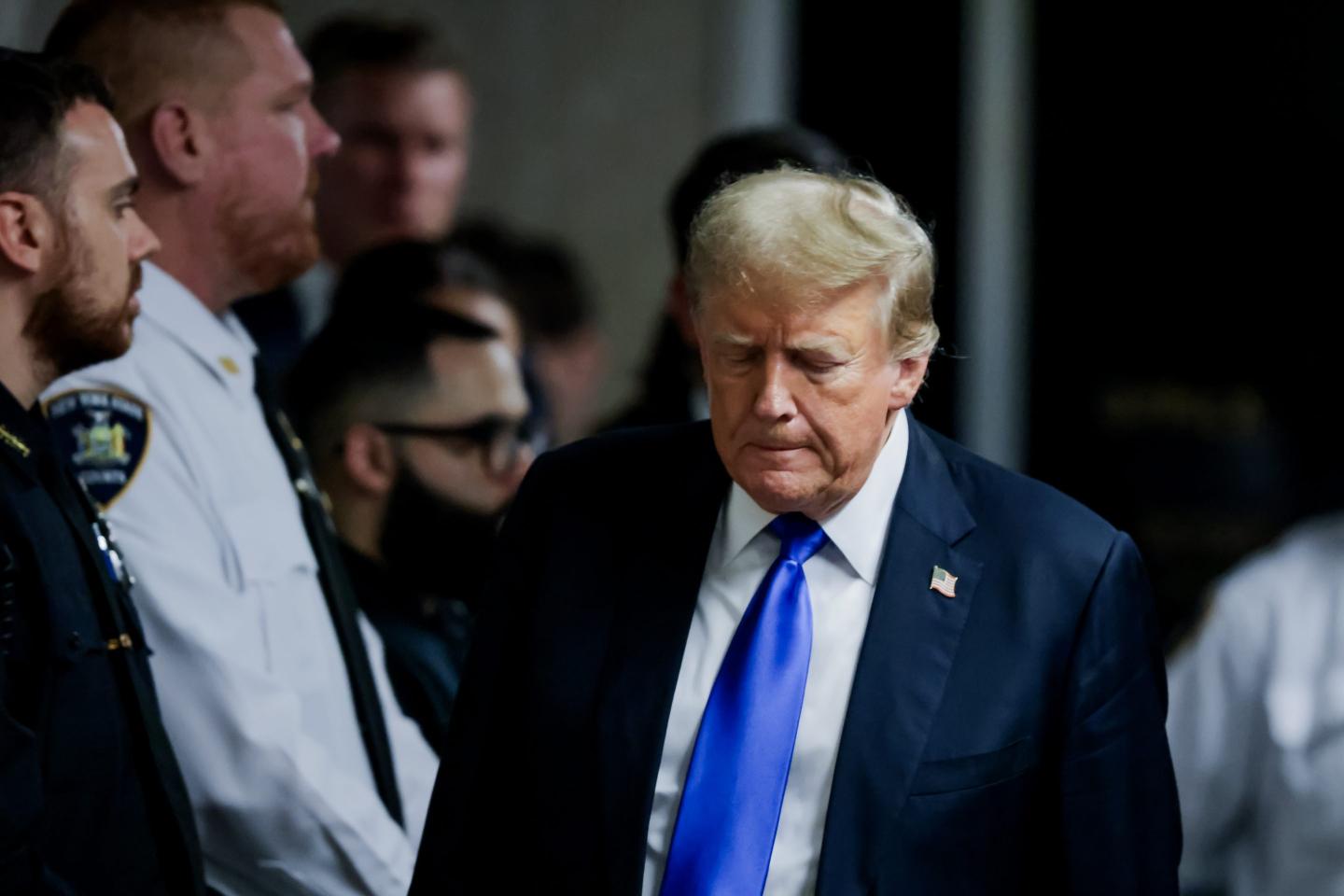 Donald Trump departs the courtroom