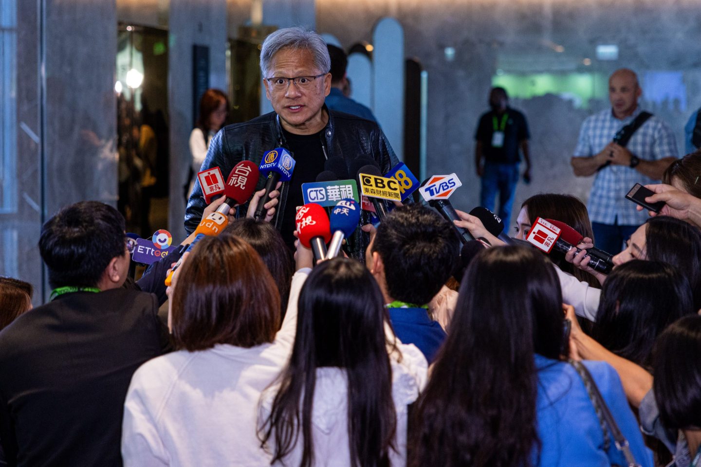Jensen Huang speaks to reporters