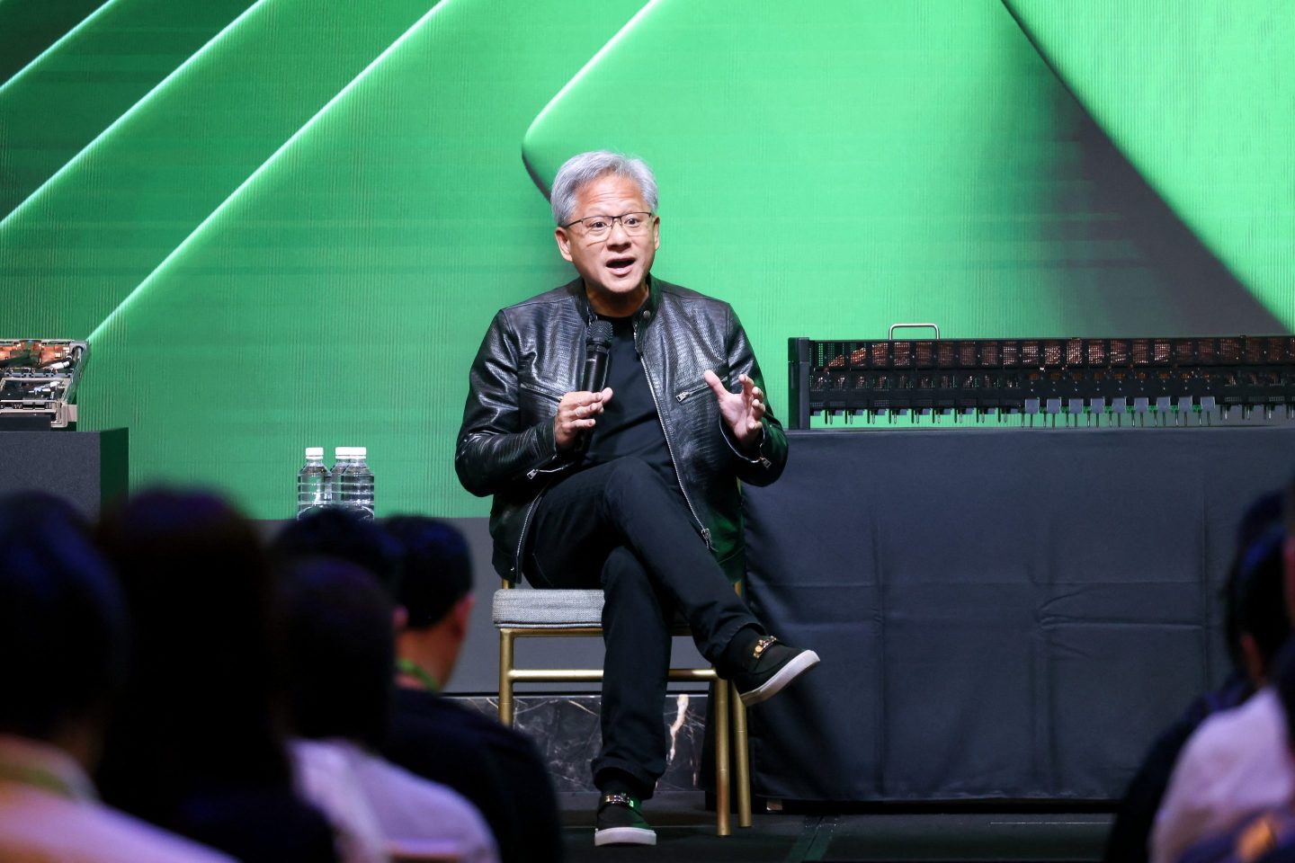 Nvidia CEO Jensen Huang speaking during Computex 2024 in Taipei on June 4, 2024.