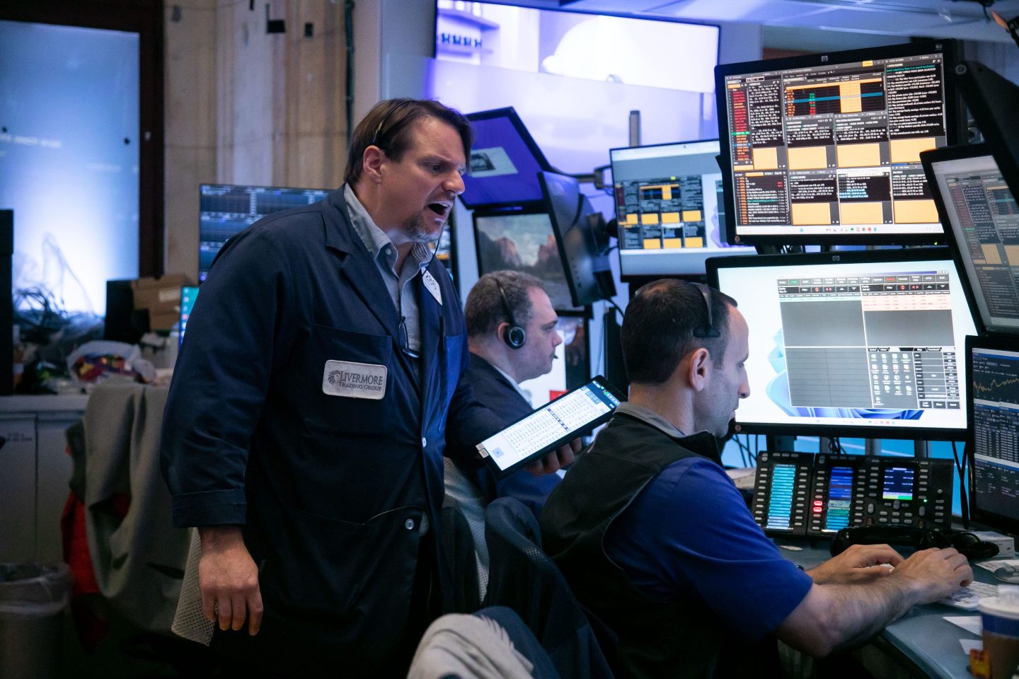 Stock traders at the New York Stock Exchange